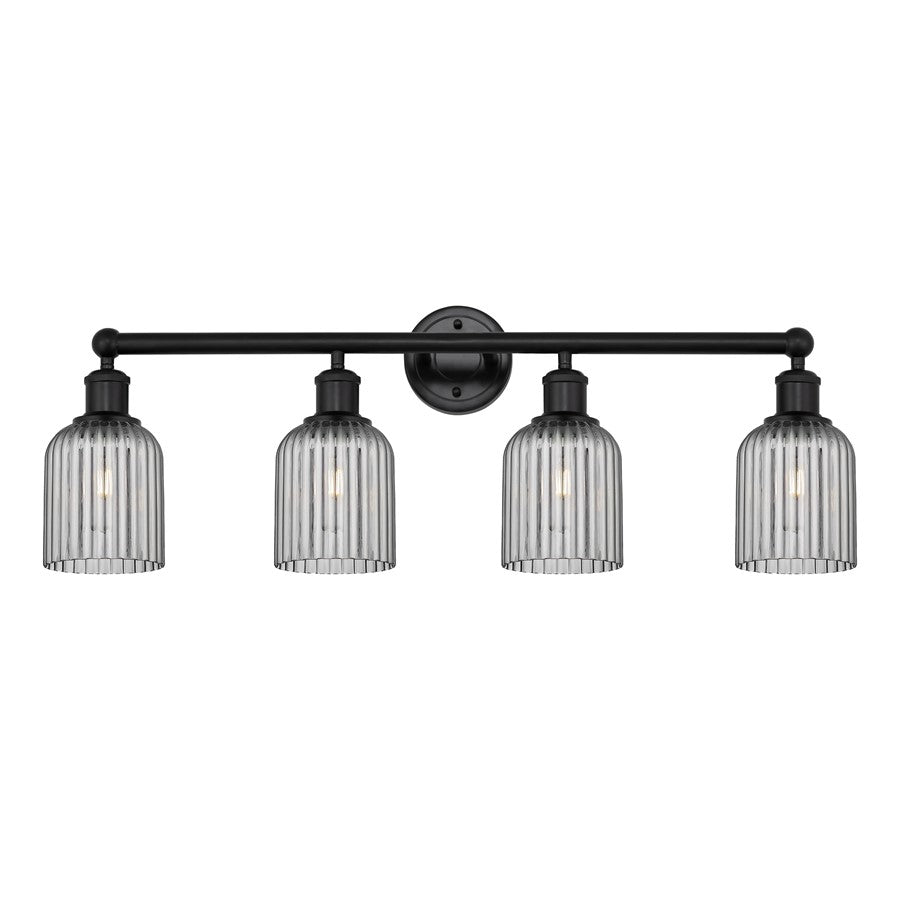 Innovations Edison Bridal Veil 4Lt 32" Bath, Black/Smoke - 616-4W-BK-G559-5SM