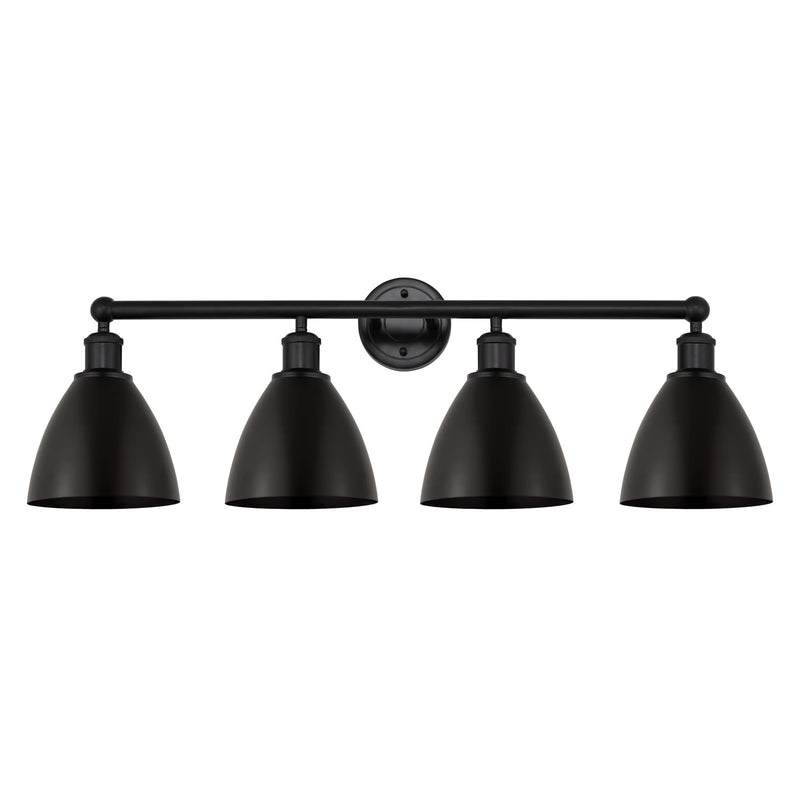 Innovations Bristol 35in 4-Light Bath Vanity Light | Industrial Farmhouse Matte Black Steel and Cast Brass with Matte Black | Model 616-4W-BK-MBD-75-BK