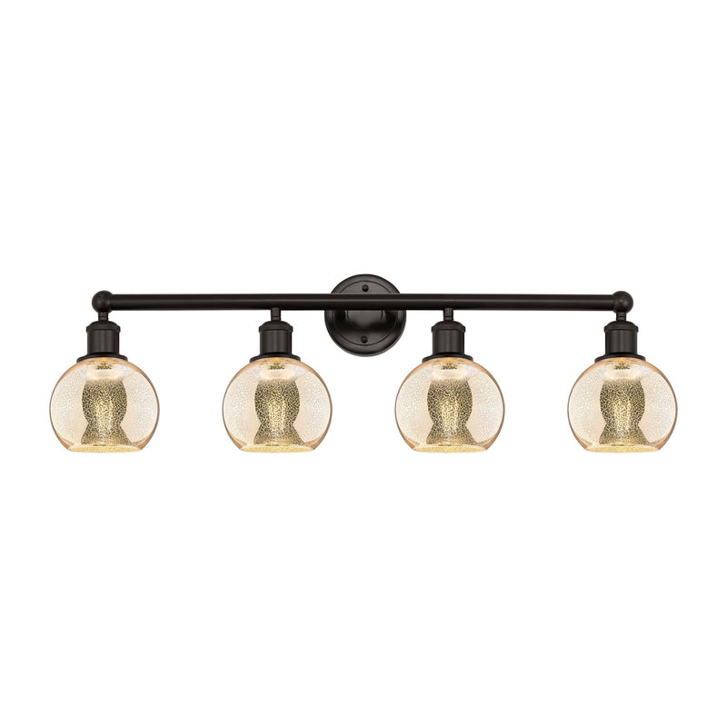 Innovations Athens 33in 4-Light Bath Vanity | Industrial Oil Rubbed Bronze Steel and Mercury Glass | Bathroom Vanity Light | Model 616-4W-OB-G128-6