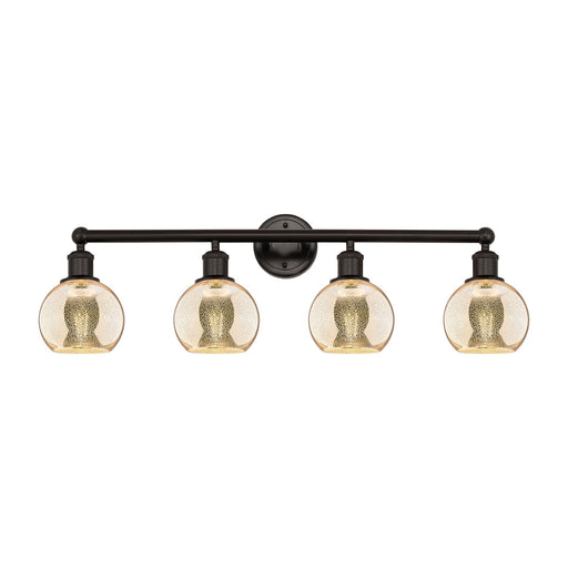 Innovations Athens 33in 4-Light Bath Vanity | Industrial Oil Rubbed Bronze Steel and Mercury Glass | Bathroom Vanity Light | Model 616-4W-OB-G128-6