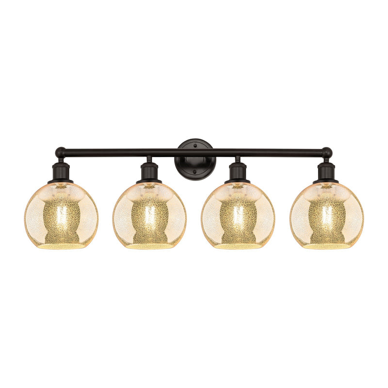 Innovations Athens 35in 4-Light Bath Vanity Light | Industrial Oil Rubbed Bronze Steel and Mercury Glass | Bathroom Vanity & | Model 616-4W-OB-G128-8