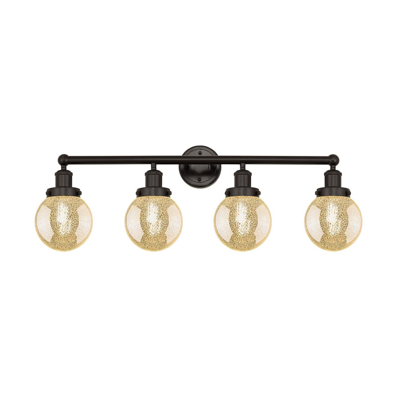Innovations Beacon 33in 4-Light Bath Vanity Light | Industrial Oil Rubbed Bronze Steel and Mercury Glass | Bathroom Vanity & | Model 616-4W-OB-G208-6