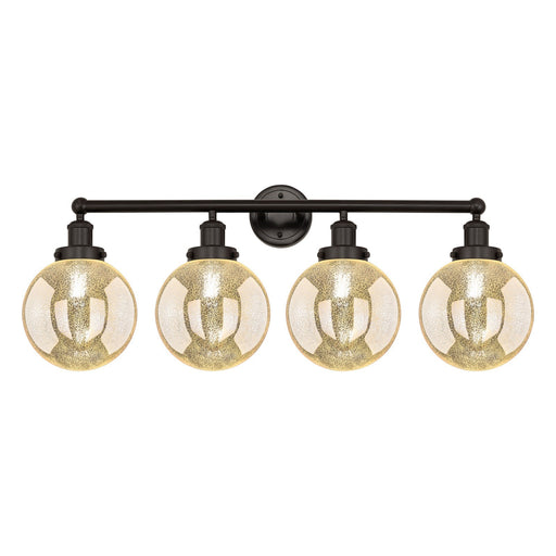 Innovations Beacon 35in 4-Light Bath Vanity Light | Industrial Oil Rubbed Bronze Steel and Mercury Ribbed Glass | Bathroom Vanity | Model 616-4W-OB-G208-8