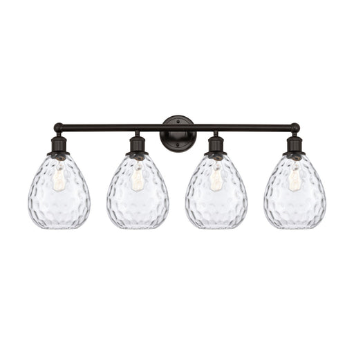 Innovations Waverly 35in 4-Light Bath Vanity Light | Industrial Oil Rubbed Bronze Steel and Clear Glass | Bathroom Vanity | 35 x | Model 616-4W-OB-G372