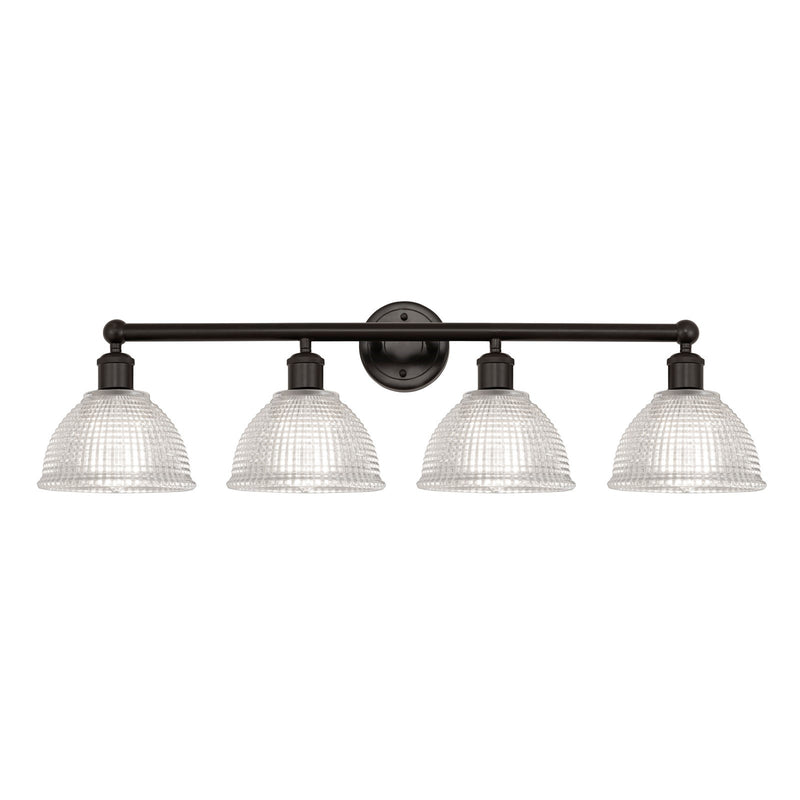 Innovations Arietta 35in 4-Light Bath Vanity Light | Industrial Oil Rubbed Bronze Steel and Clear Glass | Bathroom Vanity & Powder | Model 616-4W-OB-G422
