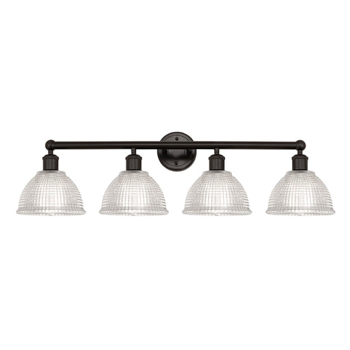 Innovations Arietta 35in 4-Light Bath Vanity Light | Industrial Oil Rubbed Bronze Steel and Clear Glass | Bathroom Vanity & Powder | Model 616-4W-OB-G422