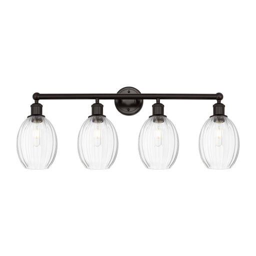 Innovations Preston Bulb 33in 4-Light Bath Vanity | Industrial Oil Rubbed Bronze Steel and Clear Glass | Bathroom Vanity & | Model 616-4W-OB-G459-6CL