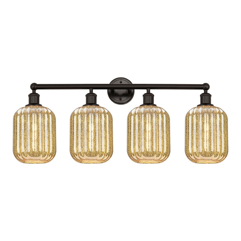 Innovations Preston Cylinder 34in 4-Light Bath Vanity Light | Industrial Oil Rubbed Bronze and Mercury Glass | Bathroom Vanity | Model 616-4W-OB-G460-7ME