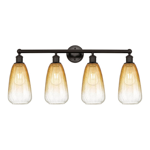 Innovations Brookhaven Almond 33in 4-Light Bath Vanity | Industrial Oil Rubbed Bronze Steel and Amber Glass | Bathroom & Powder | Model 616-4W-OB-G480-6AM
