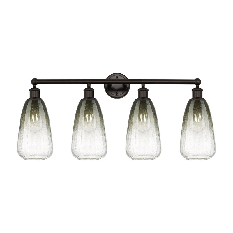 Innovations Brookhaven Almond 33in 4-Light Bath Vanity Light | Industrial Oil Rubbed Bronze and Slate Glass | Damp Rated | Model 616-4W-OB-G480-6SL