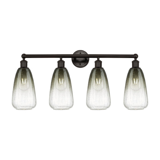 Innovations Brookhaven Almond 33in 4-Light Bath Vanity Light | Industrial Oil Rubbed Bronze and Slate Glass | Damp Rated | Model 616-4W-OB-G480-6SL