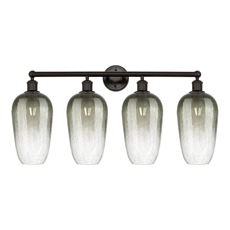 Innovations Brookhaven Flute 34in 4-Light Bath Vanity Light | Industrial Oil Rubbed Bronze Steel and Slate Glass | Bathroom | Model 616-4W-OB-G484-7SL