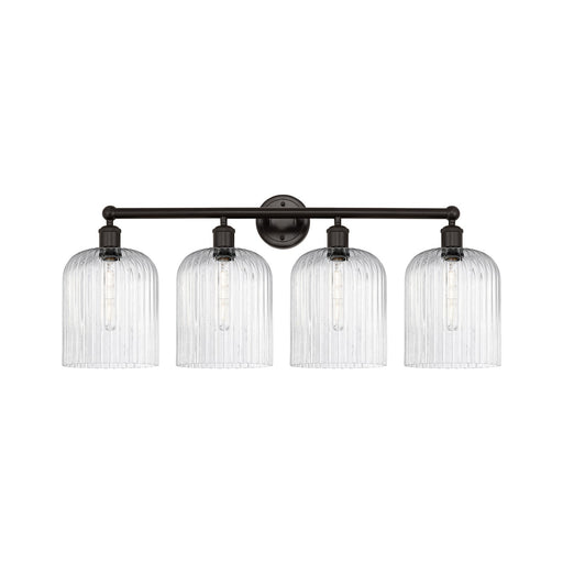 Innovations Bridal Veil 32in 4-Light Bath Vanity | Art Nouveau Industrial Oil Rubbed Bronze Steel and Seedy Ribbed Glass | Model 616-4W-OB-G559-8SDY