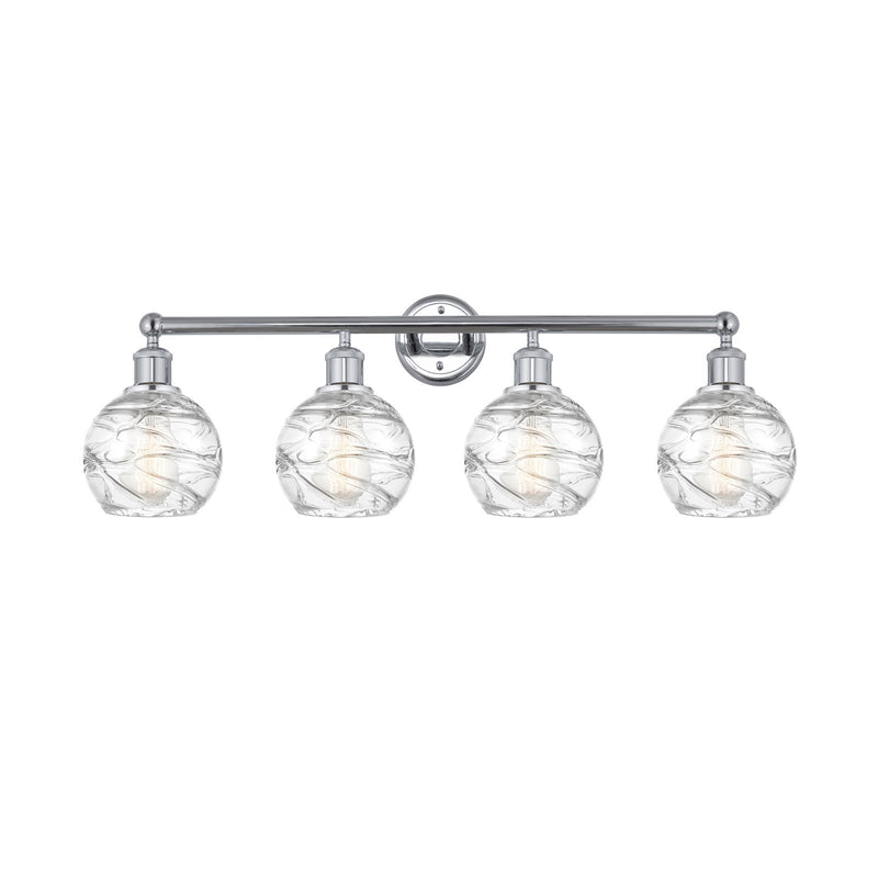 Innovations Athens Deco Swirl 33in 4-Light Bath Vanity Light | Industrial Polished Chrome and Clear Deco Swirl Glass | Model 616-4W-PC-G1213-6CL