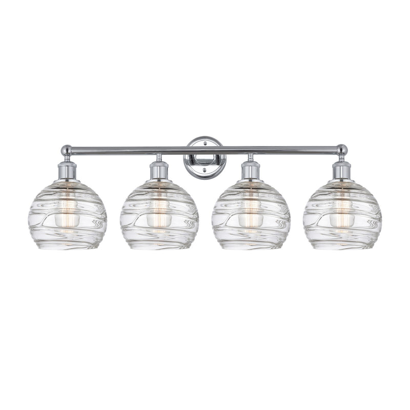 Innovations Athens Deco Swirl 35in 4-Light Bath Vanity Light | Industrial Polished Chrome and Clear Deco Swirl Glass | Model 616-4W-PC-G1213-8CL