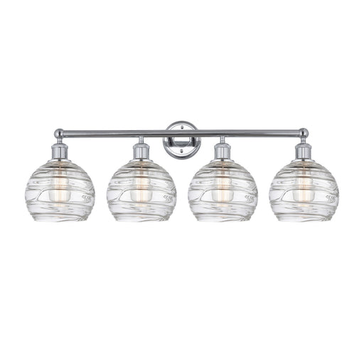 Innovations Athens Deco Swirl 35in 4-Light Bath Vanity Light | Industrial Polished Chrome and Clear Deco Swirl Glass | Model 616-4W-PC-G1213-8CL