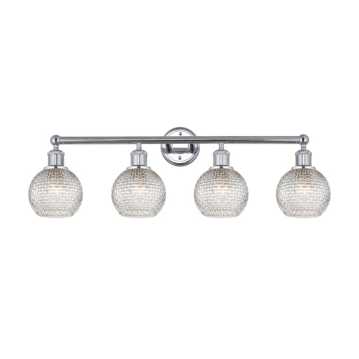Innovations Athens 33in 4-Light Bath Vanity Light | Modern Farmhouse Polished Chrome and Clear Basket Weave Glass | Bathroom | Model 616-4W-PC-G122C-6CL
