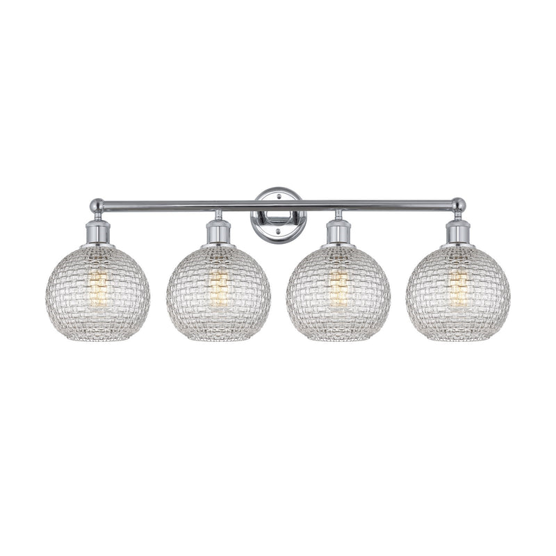 Innovations Athens 35in 4-Light Bath Vanity | Modern Farmhouse Polished Chrome and Clear Basket Weave Glass | Bathroom Vanity | Model 616-4W-PC-G122C-8CL