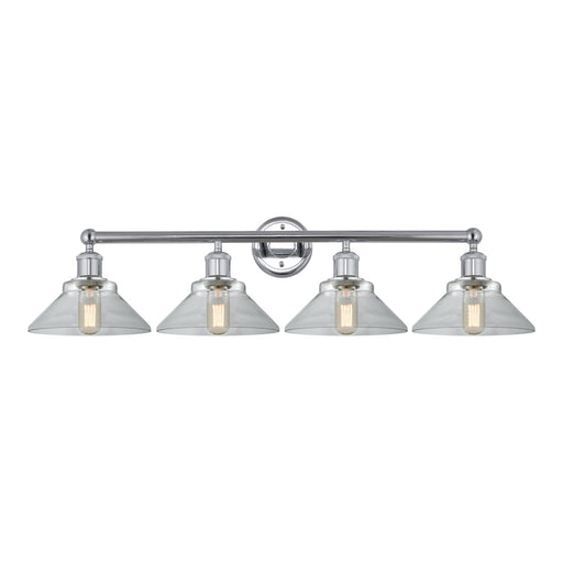 Innovations Orwell 35in 4-Light Bath Vanity Light | Industrial Polished Chrome Steel and Clear Glass | Bathroom Vanity & Powder | Model 616-4W-PC-G132