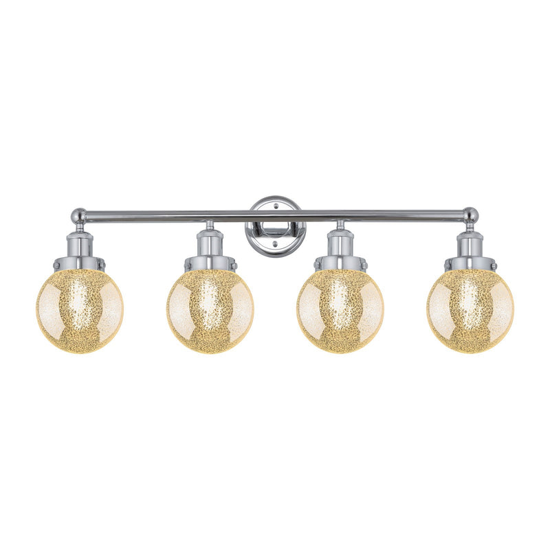 Innovations Beacon 33in 4-Light Bath Vanity Light | Art Nouveau Industrial Polished Chrome and Mercury Ribbed Glass | Bathroom | Model 616-4W-PC-G208-6