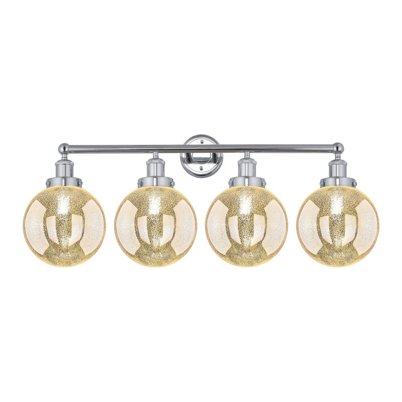 Innovations Beacon 35in 4-Light Bath Vanity Light | Art Nouveau Industrial Polished Chrome and Mercury Ribbed Glass | Bathroom | Model 616-4W-PC-G208-8
