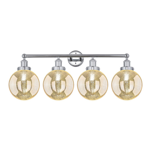 Innovations Beacon 35in 4-Light Bath Vanity Light | Art Nouveau Industrial Polished Chrome and Mercury Ribbed Glass | Bathroom | Model 616-4W-PC-G208-8