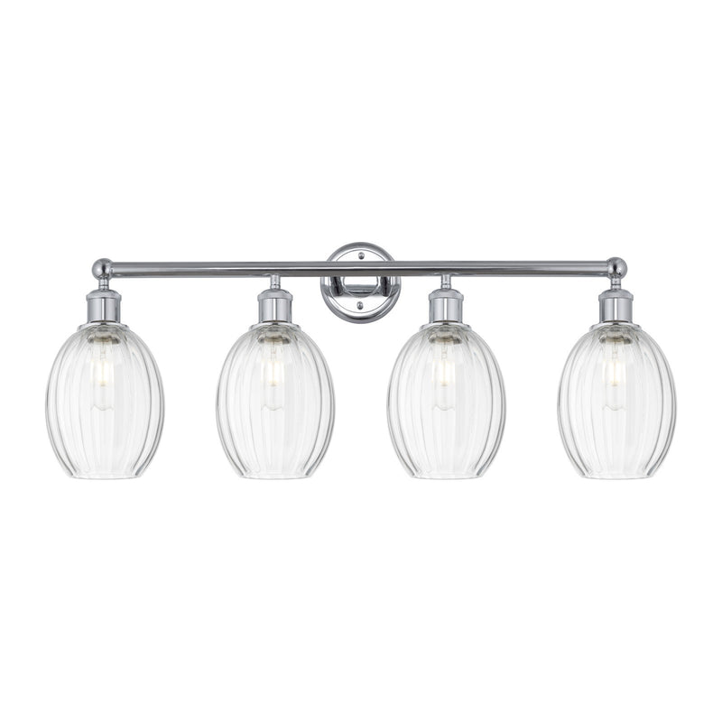 Innovations Preston Bulb 33in 4-Light Bath Vanity Light | Industrial Polished Chrome Steel and Clear Glass | Bathroom Vanity | Model 616-4W-PC-G459-6CL