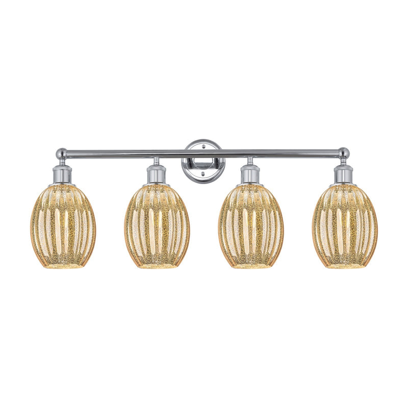 Innovations Preston Bulb 33in 4-Light Bath Vanity Light | Industrial Polished Chrome and Mercury Glass | Bathroom & Powder Room | Model 616-4W-PC-G459-6ME