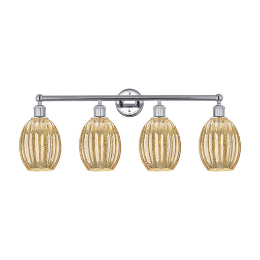 Innovations Preston Bulb 33in 4-Light Bath Vanity Light | Industrial Polished Chrome and Mercury Glass | Bathroom & Powder Room | Model 616-4W-PC-G459-6ME