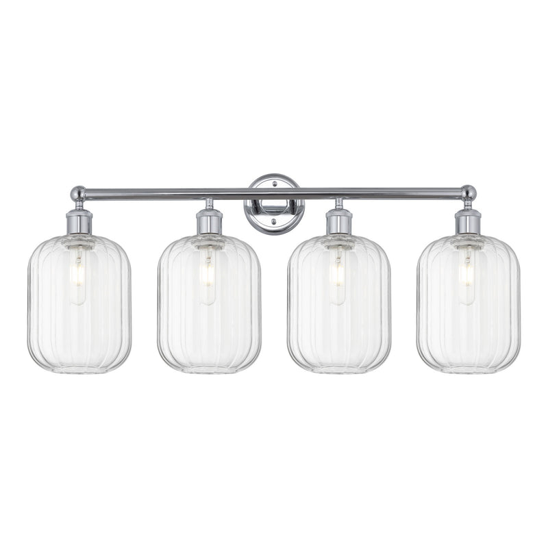 Innovations Preston Cylinder 34in 4-Light Bath Vanity | Industrial Polished Chrome and Clear Glass | Bathroom Vanity Light | Model 616-4W-PC-G460-7CL