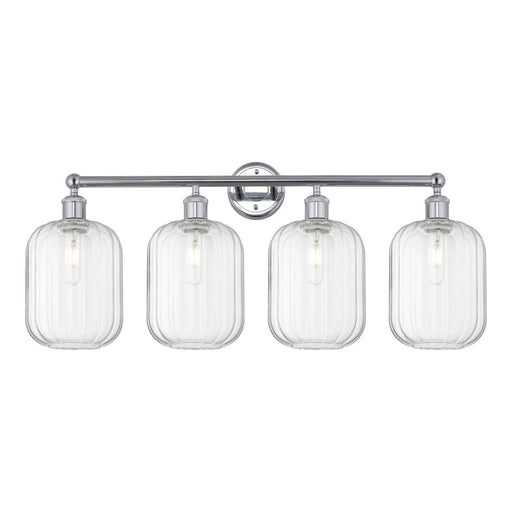 Innovations Preston Cylinder 34in 4-Light Bath Vanity | Industrial Polished Chrome and Clear Glass | Bathroom Vanity Light | Model 616-4W-PC-G460-7CL