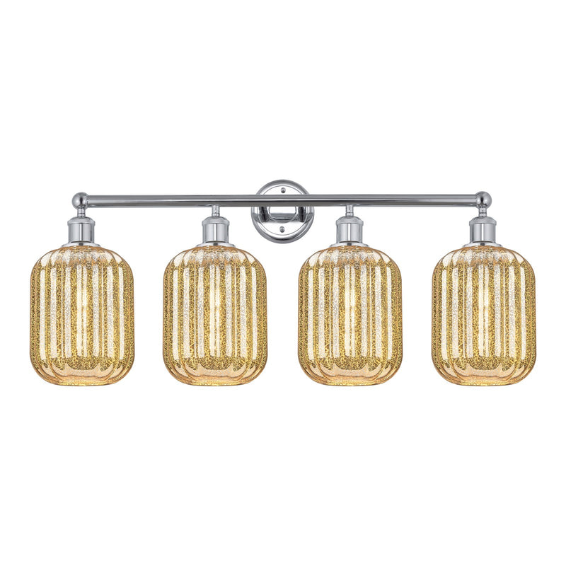 Innovations Preston Cylinder 34in 4-Light Bath Vanity Light | Industrial Polished Chrome and Mercury Glass | Bathroom Vanity | Model 616-4W-PC-G460-7ME