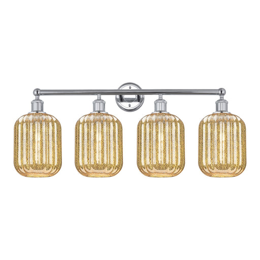 Innovations Preston Cylinder 34in 4-Light Bath Vanity Light | Industrial Polished Chrome and Mercury Glass | Bathroom Vanity | Model 616-4W-PC-G460-7ME