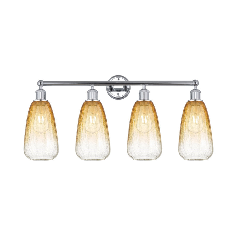 Innovations Brookhaven Almond 33in 4-Light Bath Vanity Light | Industrial Polished Chrome and Amber Glass | Bathroom Vanity | Model 616-4W-PC-G480-6AM