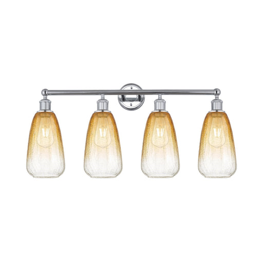 Innovations Brookhaven Almond 33in 4-Light Bath Vanity Light | Industrial Polished Chrome and Amber Glass | Bathroom Vanity | Model 616-4W-PC-G480-6AM