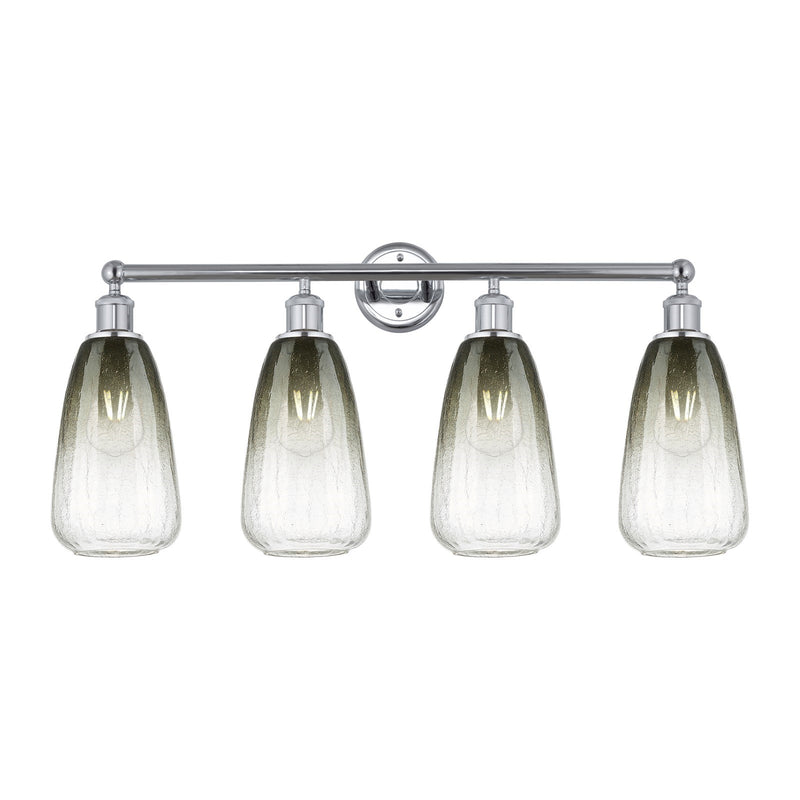 Innovations Brookhaven Almond 33in 4-Light Bath Vanity Light | Industrial Polished Chrome Steel and Slate Glass | Bathroom | Model 616-4W-PC-G480-6SL