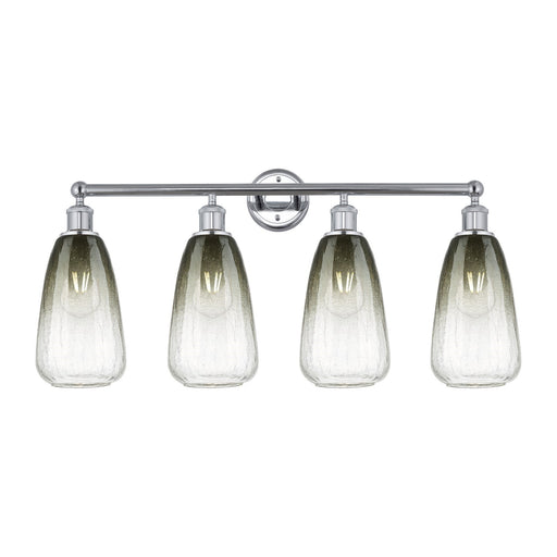Innovations Brookhaven Almond 33in 4-Light Bath Vanity Light | Industrial Polished Chrome Steel and Slate Glass | Bathroom | Model 616-4W-PC-G480-6SL