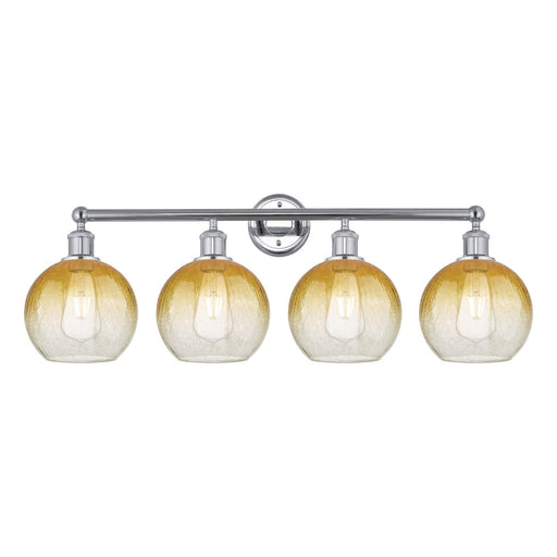Innovations Brookhaven Globe 35in 4-Light Bath Vanity Light | Industrial Polished Chrome and Amber Glass | Bathroom Vanity | Model 616-4W-PC-G483-8AM