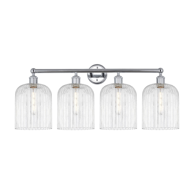 Innovations Bridal Veil 32in 4-Light Bath Vanity | Art Nouveau Industrial Polished Chrome and Clear Ribbed Glass | Bathroom & | Model 616-4W-PC-G559-8CL