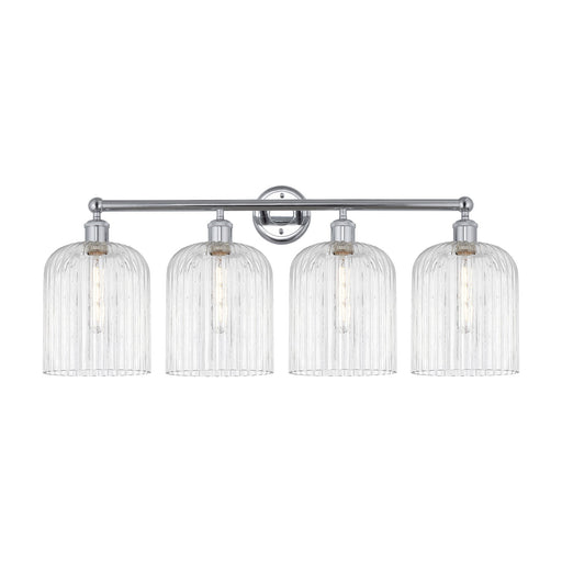 Innovations Bridal Veil 32in 4-Light Bath Vanity | Art Nouveau Industrial Polished Chrome and Clear Ribbed Glass | Bathroom & | Model 616-4W-PC-G559-8CL
