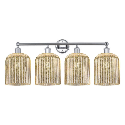 Innovations Bridal Veil 32in 4-Light Bath Vanity | Art Nouveau Polished Chrome and Mercury Ribbed Glass | Bathroom & Powder | Model 616-4W-PC-G559-8ME