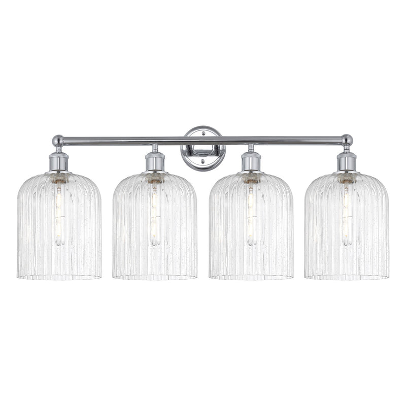 Innovations Bridal Veil 32in 4-Light Bath Vanity Light | Art Nouveau Industrial Polished Chrome and Seedy Ribbed Glass | Model 616-4W-PC-G559-8SDY