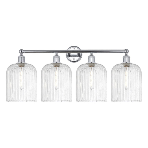 Innovations Bridal Veil 32in 4-Light Bath Vanity Light | Art Nouveau Industrial Polished Chrome and Seedy Ribbed Glass | Model 616-4W-PC-G559-8SDY
