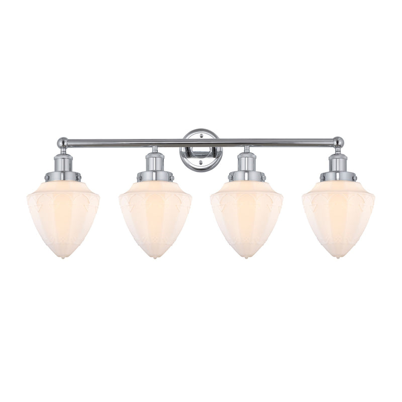 Innovations Bullet 34in 4-Light Bath Vanity Light | Industrial Polished Chrome and Matte White Frosted Glass | Bathroom Vanity | Model 616-4W-PC-G661-7