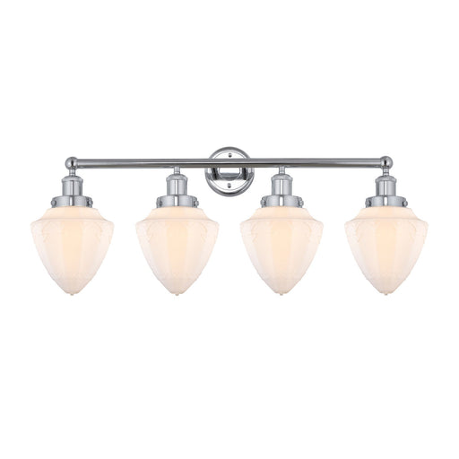 Innovations Bullet 34in 4-Light Bath Vanity Light | Industrial Polished Chrome and Matte White Frosted Glass | Bathroom Vanity | Model 616-4W-PC-G661-7