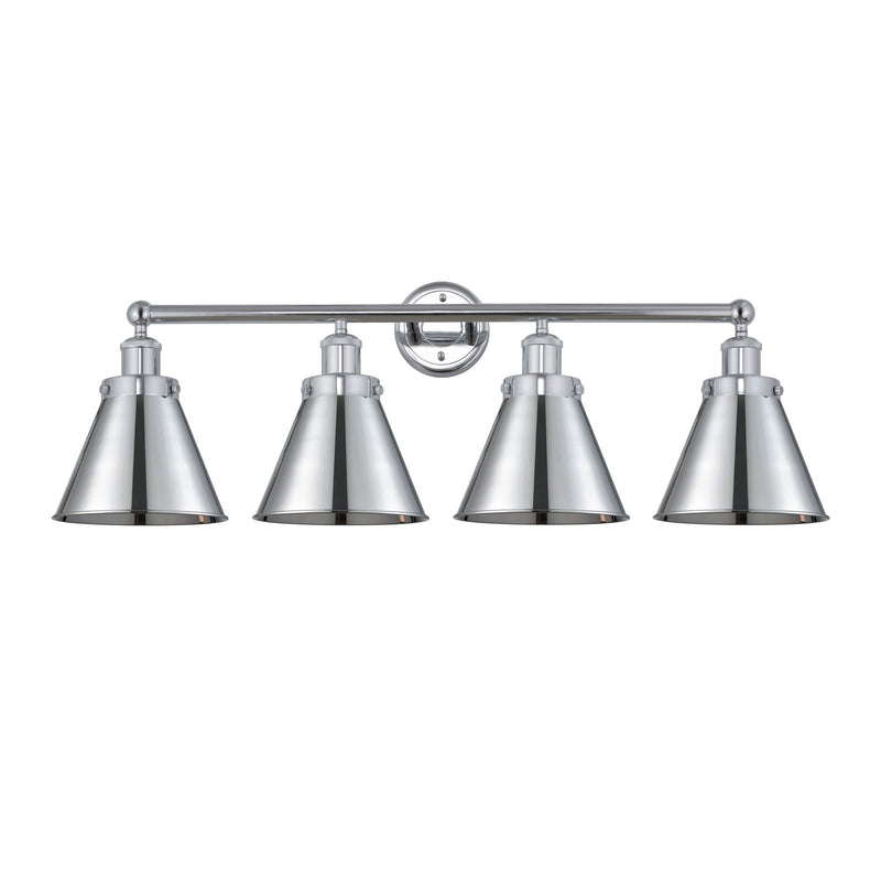 Innovations Appalachian 35in 4-Light Bath Vanity | Industrial Polished Chrome Steel and Cast Brass with Metal Cone Shades | Model 616-4W-PC-M13-PC