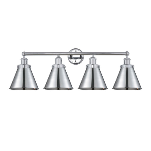 Innovations Appalachian 35in 4-Light Bath Vanity | Industrial Polished Chrome Steel and Cast Brass with Metal Cone Shades | Model 616-4W-PC-M13-PC