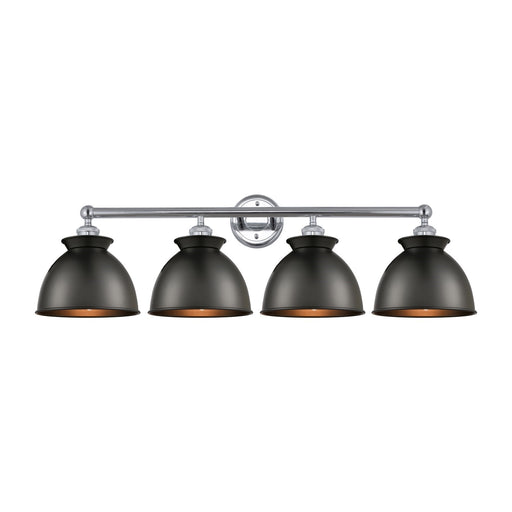 Innovations Adirondack 35in 4-Light Bath Vanity Light | Industrial Polished Chrome and Matte Black Metal | Damp-Rated Bathroom | Model 616-4W-PC-M14-BK