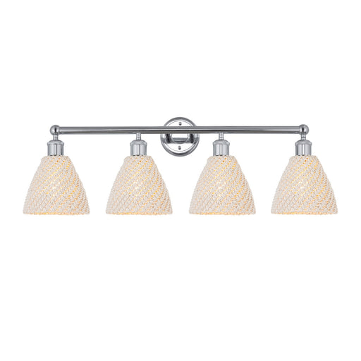 Innovations Bristol Natural 35in 4-Light Bath Vanity Light | Industrial Polished Chrome Steel and Natural Fiber Shade | Model 616-4W-PC-NBD-75-NAT