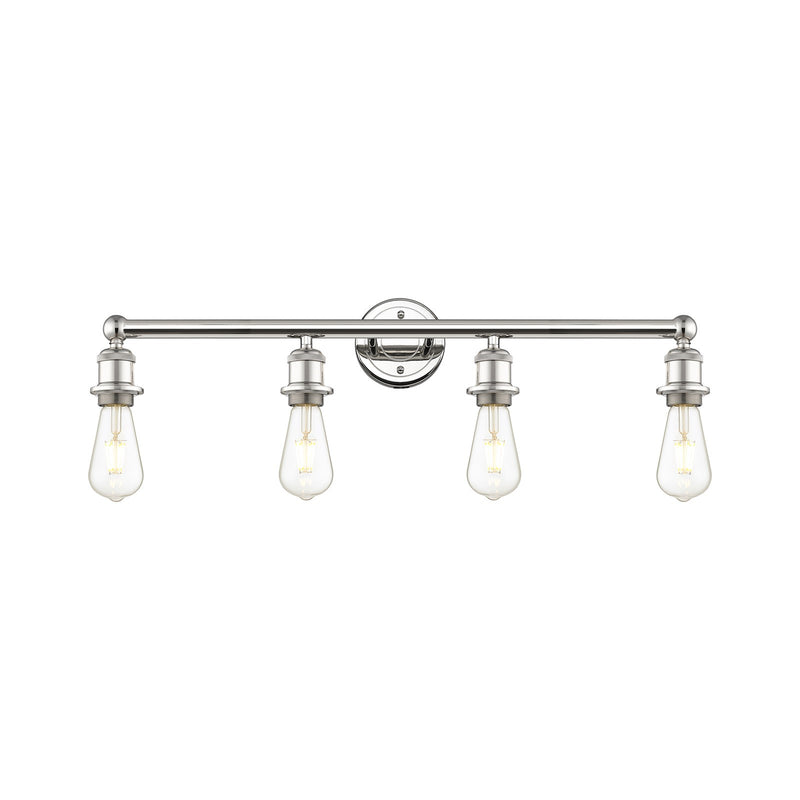Innovations Edison 30in 4-Light Bath Vanity Light | Industrial Polished Nickel Steel and Cast Brass | Damp-Rated Bathroom Vanity | 30.38 | Model 616-4W-PN